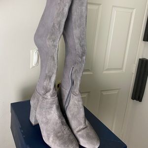 Suede over the knee boots with leather bottom.
